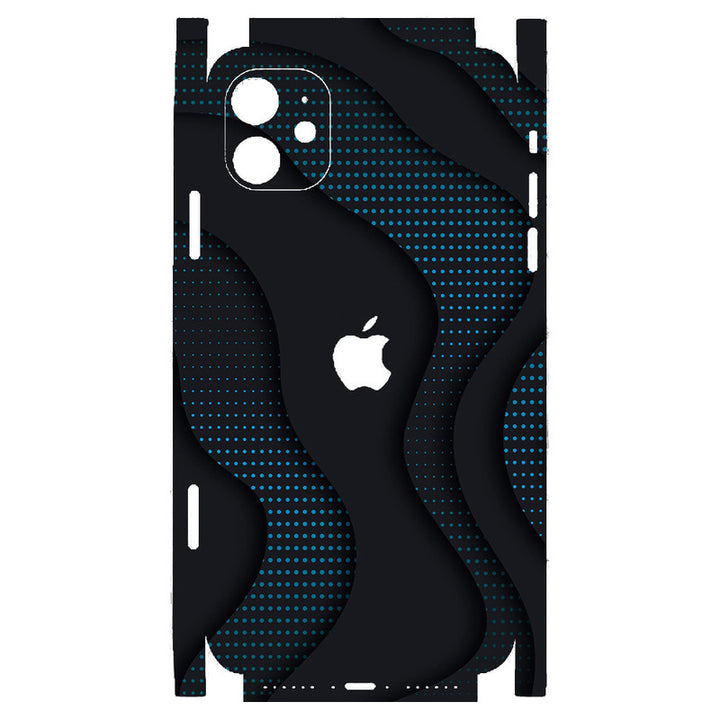Apple iPhone Skin Wrap - Black and Blue Dotted Waves - SkinsLegend