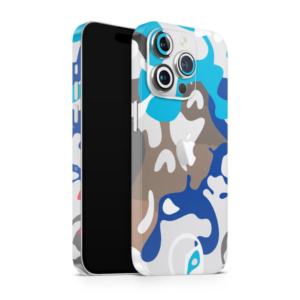 Apple iPhone Skin Wrap - Blue White Camouflage - SkinsLegend