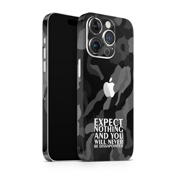 Apple iPhone Skin Wrap - Expect Nothing on Black Camouflage - SkinsLegend
