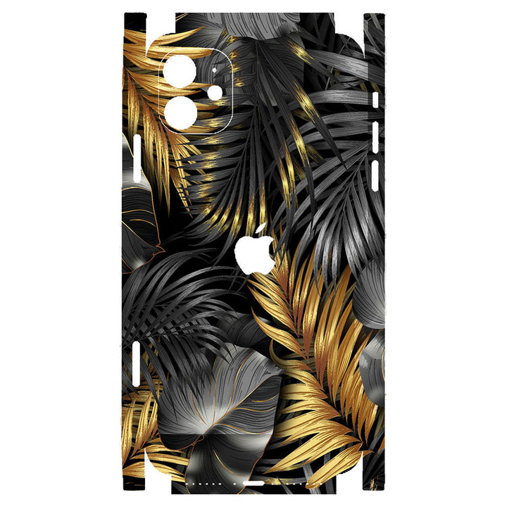 Apple iPhone Skin Wrap - Golden Black Big Leaves - SkinsLegend