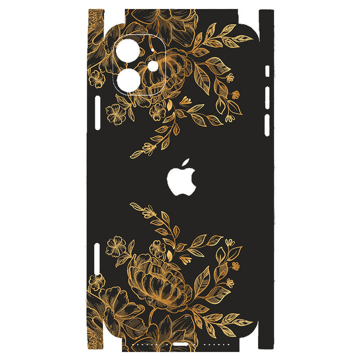 Apple iPhone Skin Wrap - Golden Floral on Black - SkinsLegend