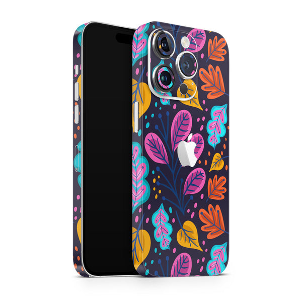 Apple iPhone Skin Wrap - Multicolour Floral Leaves - SkinsLegend