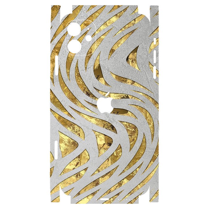 Apple iPhone Skin Wrap - Silver Waves on Golden Highlighter - SkinsLegend