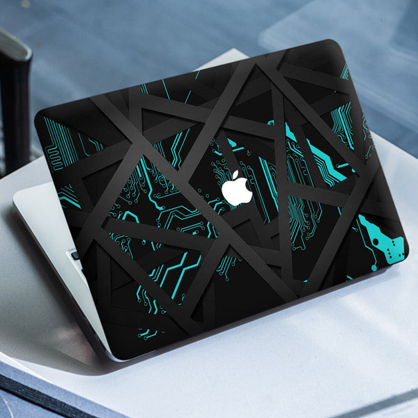 Laptop Skin for Apple MacBook - Black Bar Cyan Motherboard - SkinsLegend
