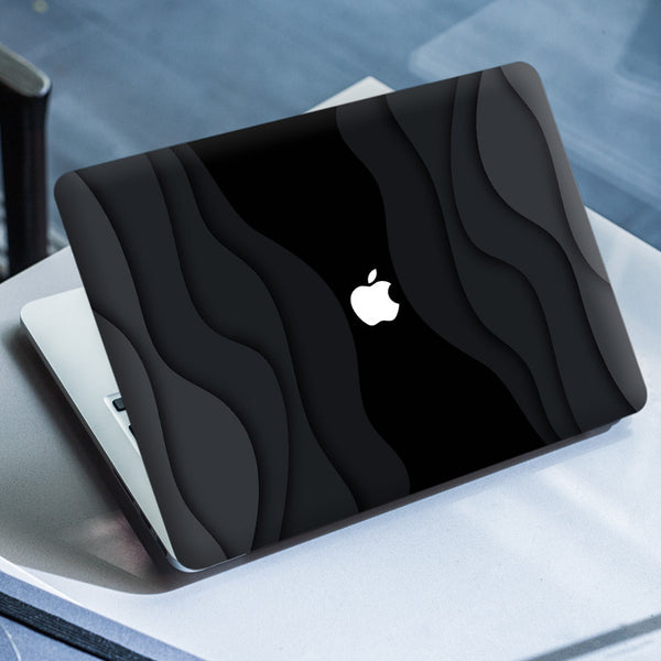 Laptop Skin for Apple MacBook - Black Grey Waves - SkinsLegend