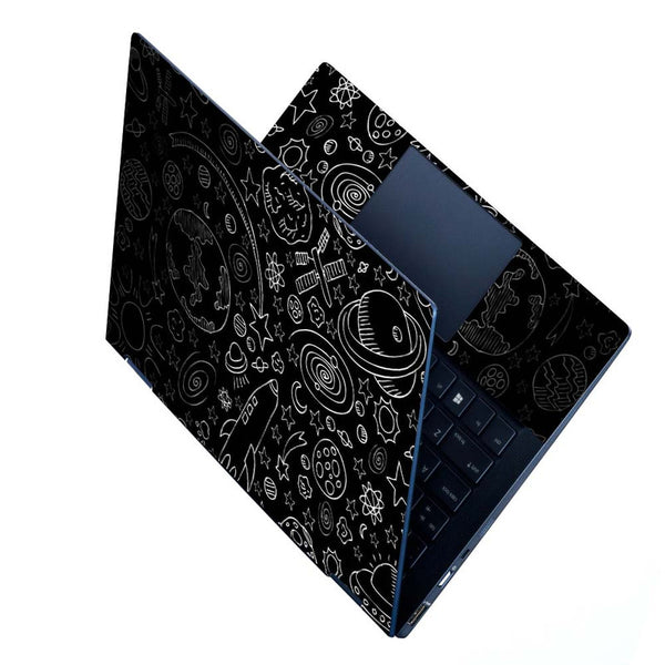 Full Panel Laptop Skin - Black Shaded Planets