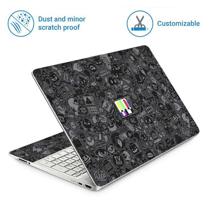 Full Panel Laptop Skin - Centre Color on Black Sticker Bomb