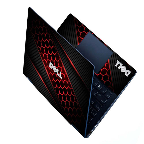 Full Panel Laptop Skin - Dell Black Red Honeycomb