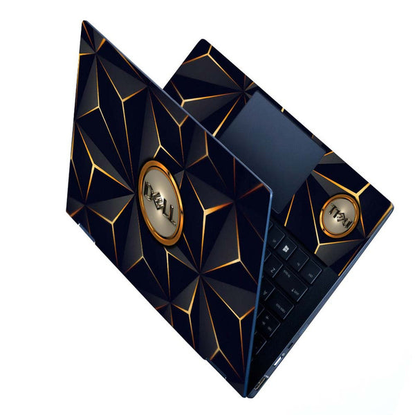 Full Panel Laptop Skin - Dell Golden Embossed Pyramid