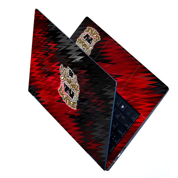 Laptop Skin - Be Yourself on Red Black Zigzag