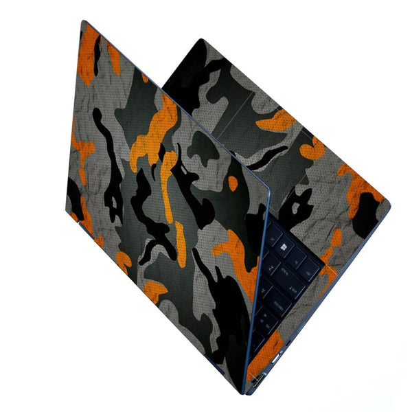 Laptop Skin - Black Orange Camouflage