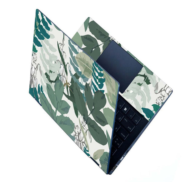 Full Panel Laptop Skin - Green Painted Leaves Art