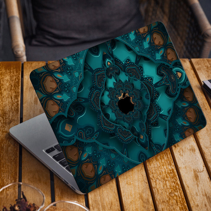 Laptop Skin for Apple MacBook - Green Shaded Mandla Art - SkinsLegend