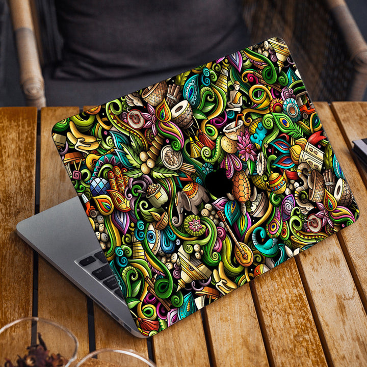 Laptop Skin for Apple MacBook - Indian Culture Doodle - SkinsLegend