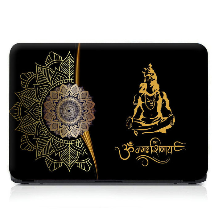 Laptop Skin - Om Namah Shivay Golden Mandla Art