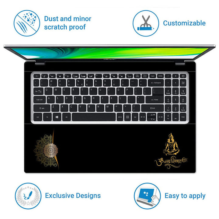 Laptop Skin - Om Namah Shivay Golden Mandla Art