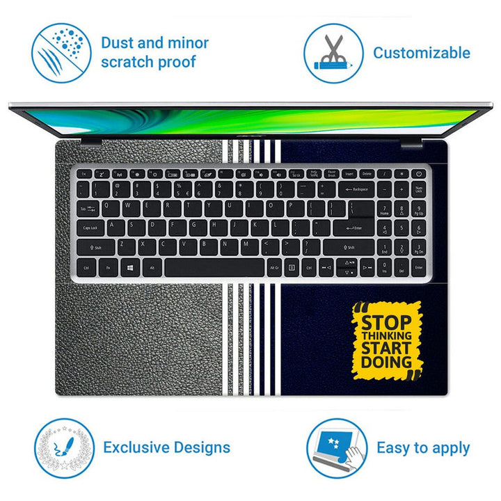Laptop Skin - Stop Thinking Grey Black Flag