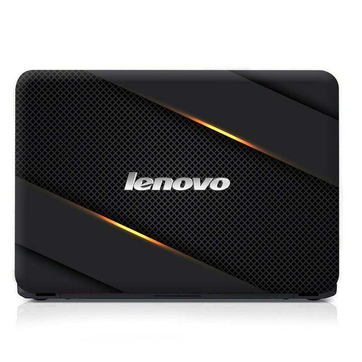 Full Panel Laptop Skin - Lenovo Black Net Yellow Line