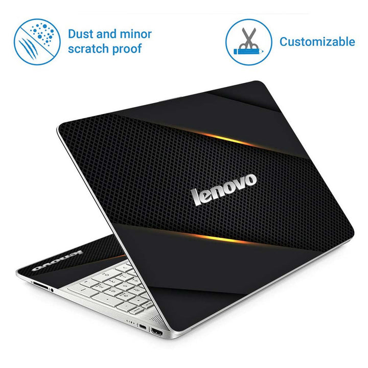 Full Panel Laptop Skin - Lenovo Black Net Yellow Line