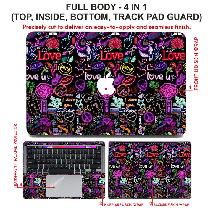 Laptop Skin for Apple MacBook - Love You Neon - SkinsLegend