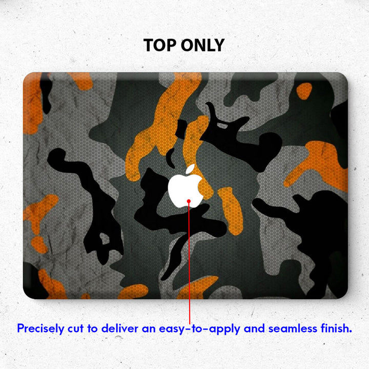 Laptop Skin for Apple MacBook - Orange Black Camouflage - SkinsLegend
