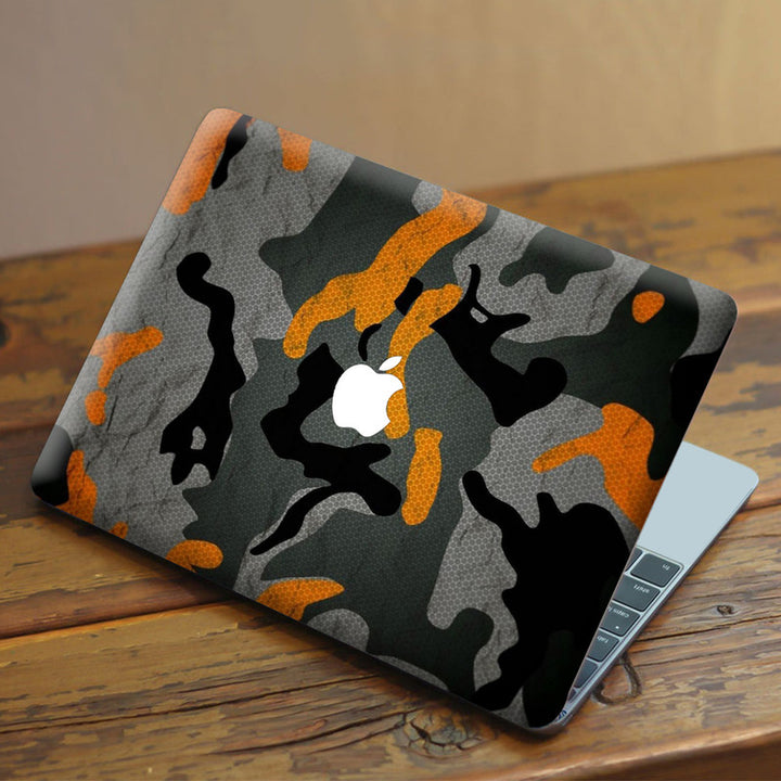 Laptop Skin for Apple MacBook - Orange Black Camouflage - SkinsLegend