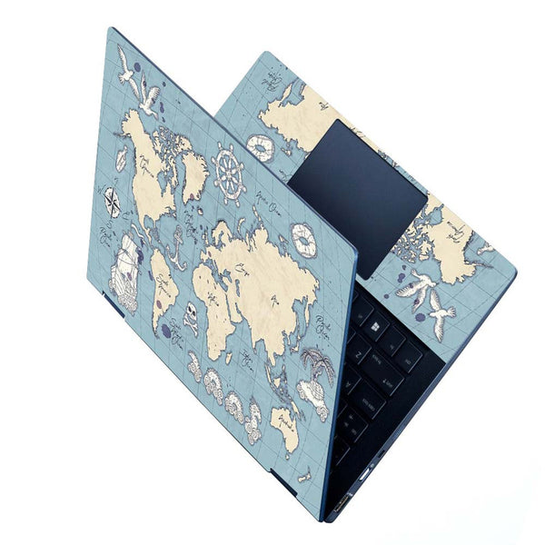 Full Panel Laptop Skin - Pirates World Map