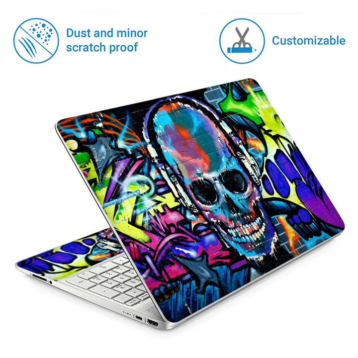 Full Panel Laptop Skin - Skull Wall Graffiti