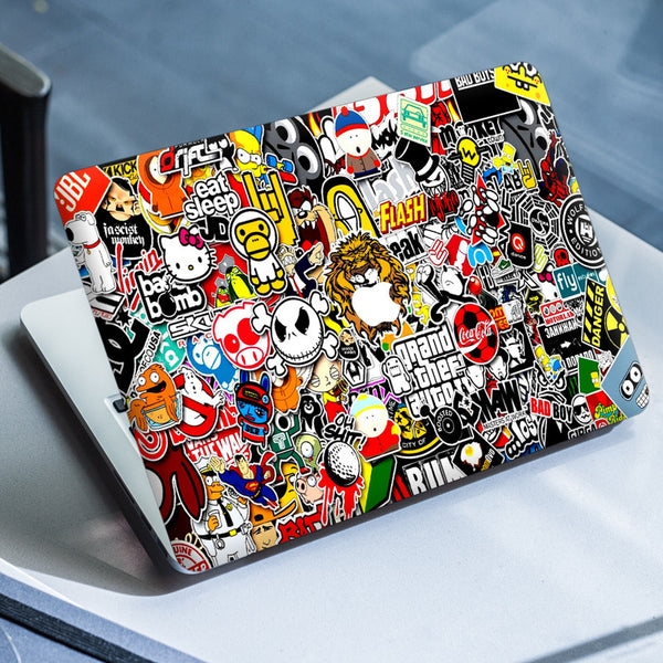 Laptop Skin for Apple MacBook - Tiger Sticker Bomb - SkinsLegend