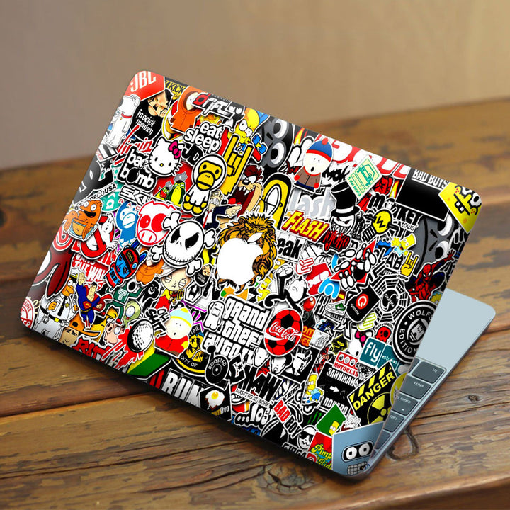 Laptop Skin for Apple MacBook - Tiger Sticker Bomb - SkinsLegend