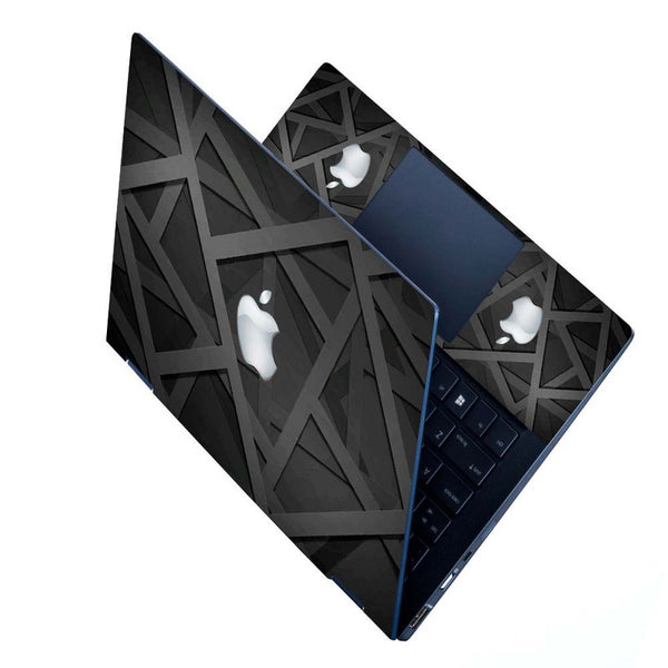 Full Panel Laptop Skin - White Apple on Black