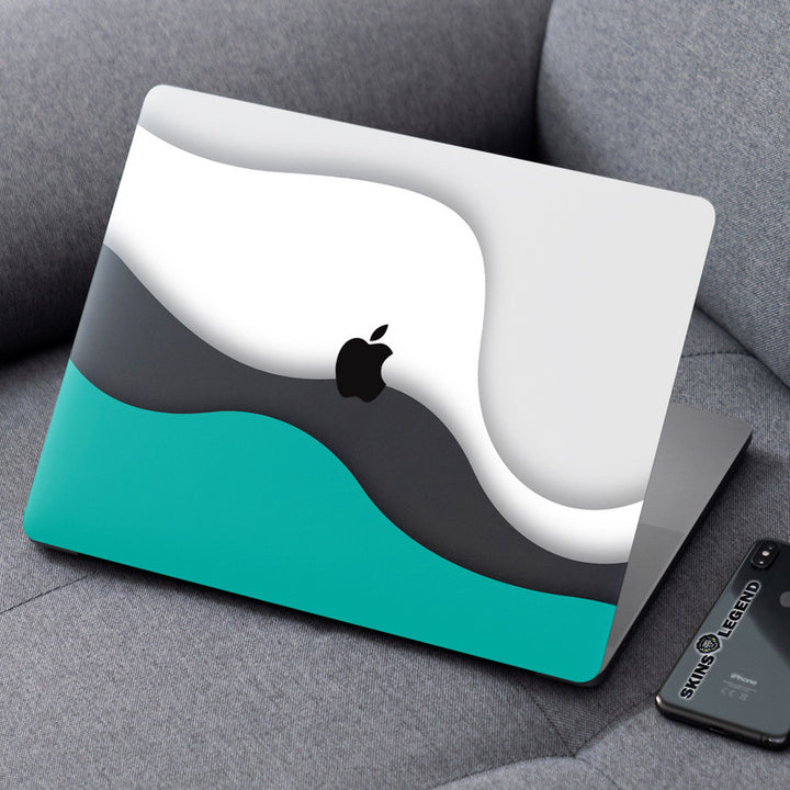 Laptop Skin for Apple MacBook - White Black Green Waves - SkinsLegend