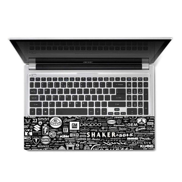 Full Panel Laptop Skin - White Brand Name on Black