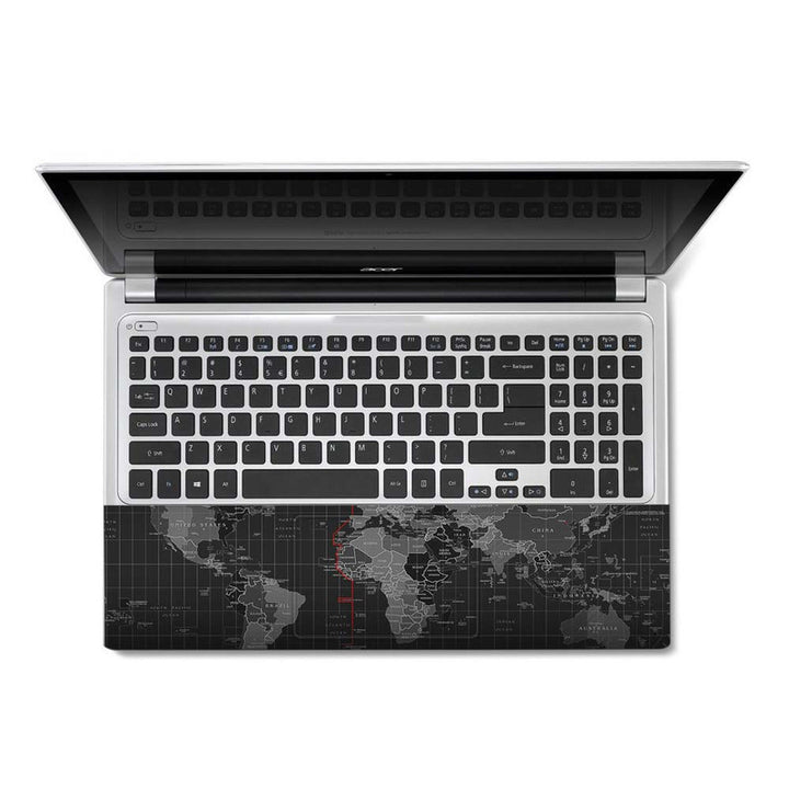 Full Panel Laptop Skin - World Map Black