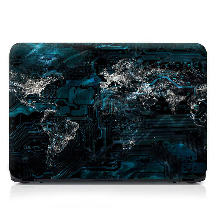 Full Panel Laptop Skin - World Map Motherboard Pattern
