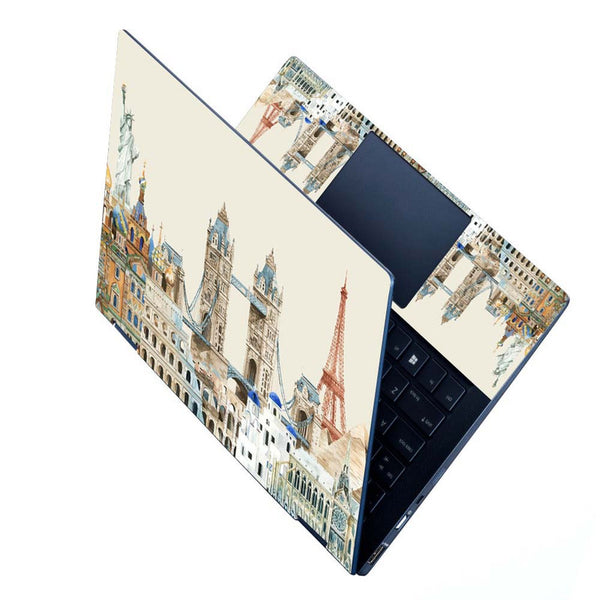 Full Panel Laptop Skin - World Monuments on Cream Shade