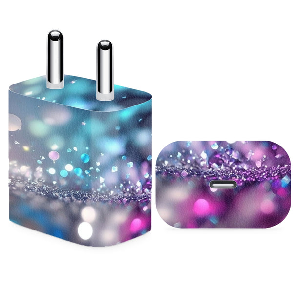 Charger Skin - Abstract Glitter Silver Purple Blue Lights