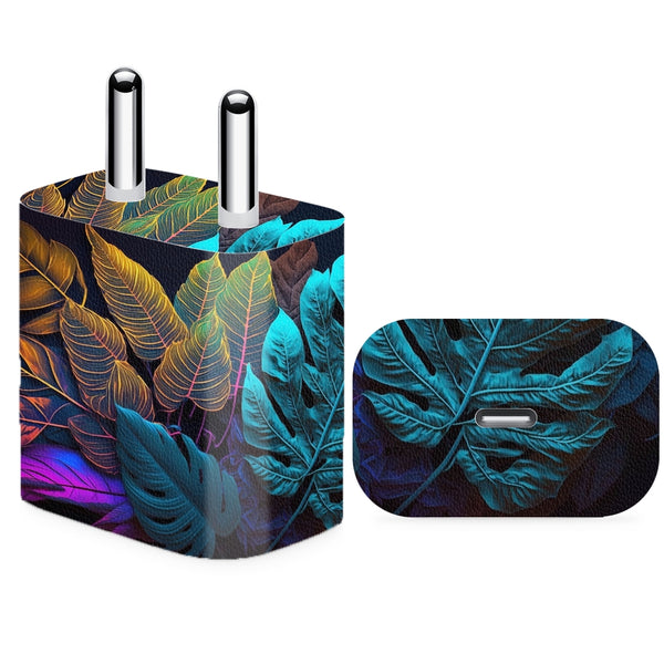 Charger Skin - Creative Fluorescent Color Tropical Leaves