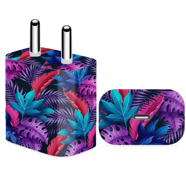 Charger Skin - Violet and Blue Tropical Leaves