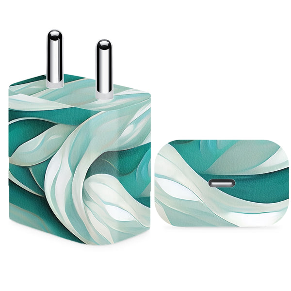 Charger Skin - An Abstract Elegant Teal and White Wave