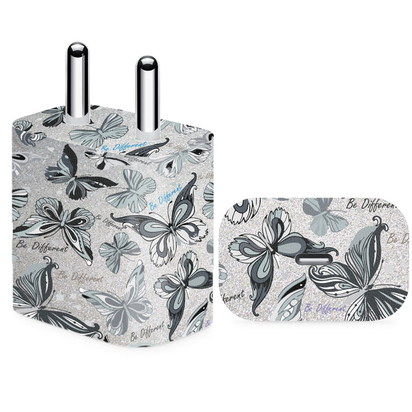 Charger Skin - Be Different Butterfly Silver_Uv
