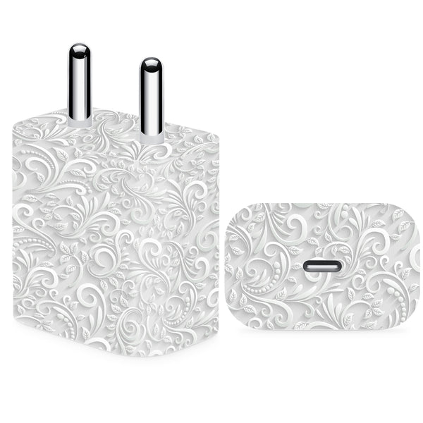Charger Skin - White 3D Floral