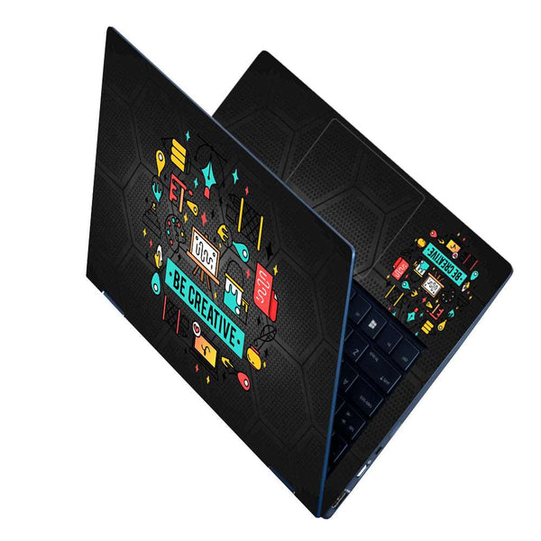 Laptop Skin - Be Creative on Hexagon Black