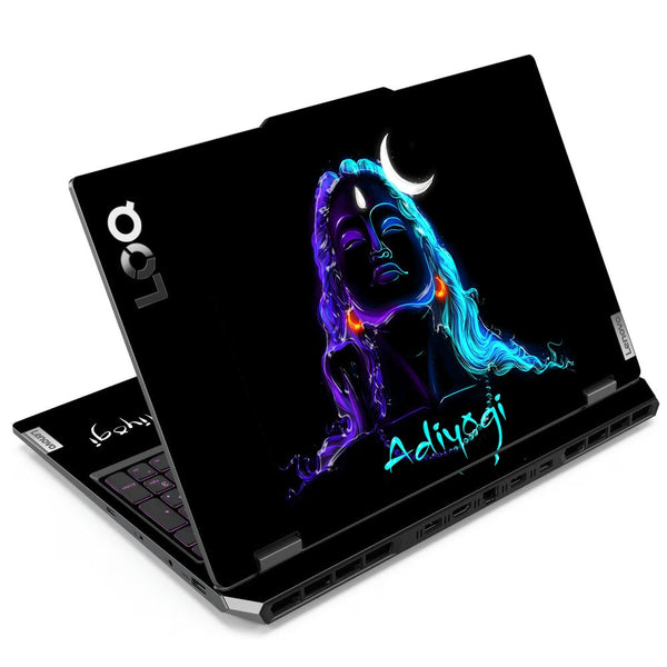 3D Embossed Laptop Skin - Adiyogi Line Art