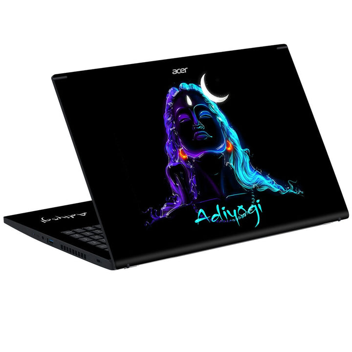 3D Embossed Laptop Skin - Adiyogi Line Art