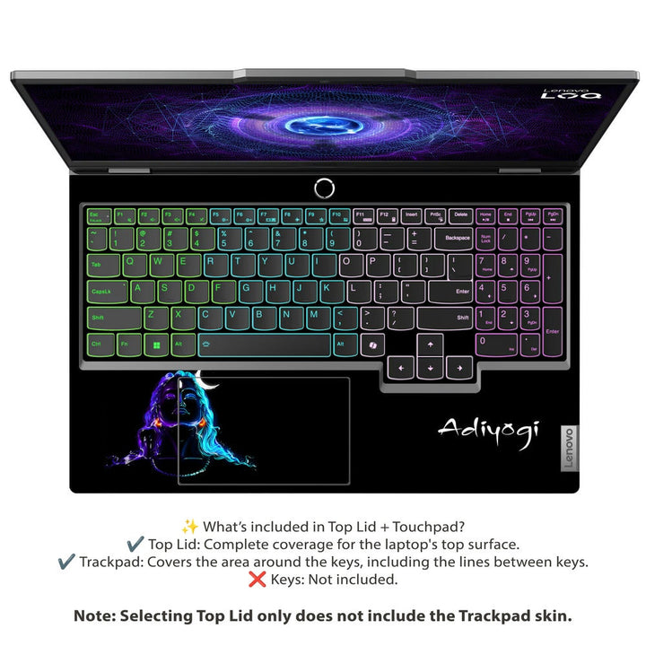 3D Embossed Laptop Skin - Adiyogi Line Art