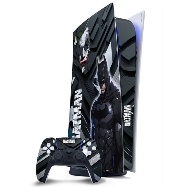 3D Embossed PS5 Console & Controller Skin Set - Batman vs Joker Abstract Art
