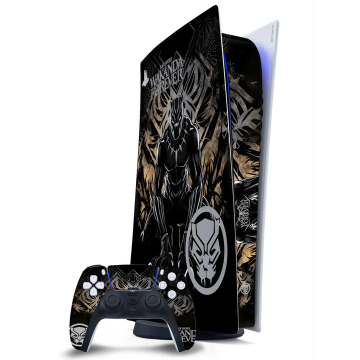 3D Embossed PS5 Console & Controller Skin Set - Black Panther Wakanda ...