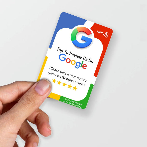 Clean White Google Review Card with QR Code & NFC Chip Tap or Scan