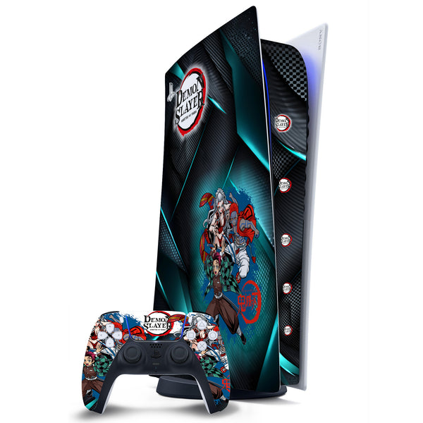 3D Embossed PS5 Console & Controller Skin Set - Daki Gyutaro Tanjiro Cyber Art
